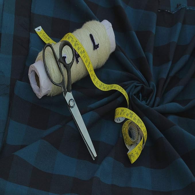 Unstitched Yarn-Dyed Green Cotton Check Fabric (1 Meter for As Per Your Use)