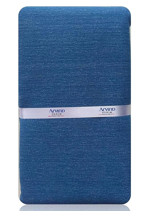 Cotton Denim Unstitched Stretchable Jeans Fabric (Aqua 1.30 m to 6.50 m)