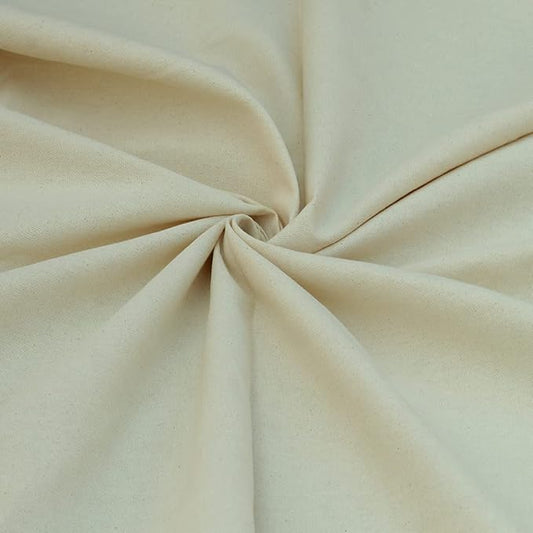 Natural Unbleached 100% Cotton Greige Duck Dyeable Fabric - 240 GSM, 63" Wide (4 Meter for as per Your use)