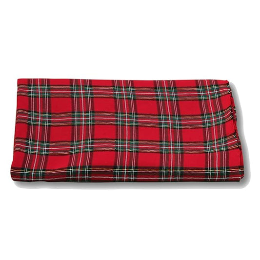 Unstitched Yarn Dyed Red Tartan Checkered Fabric - 58" Wide