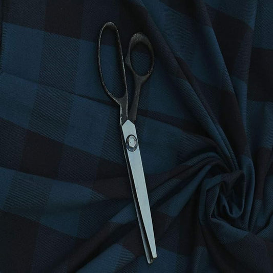 Unstitched Yarn-Dyed Green Cotton Check Fabric (1 Meter for As Per Your Use)