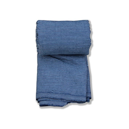 Unstitched Yarn-Dyed Blue and Grey Stripe Fabric for Shirt, Men's/Women's, Night Suit, Upholstery, Etc.