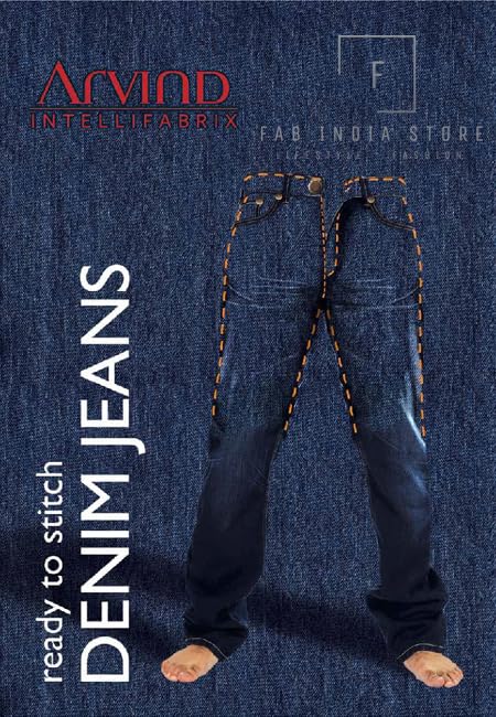 Arvind Men's and Women's Denim Fabric Cotton Stretchable Jeans Cloth,1.30M Dress Material (Dark Blue), Customizable Length