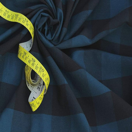 Unstitched Yarn-Dyed Green Cotton Check Fabric (1 Meter for As Per Your Use)