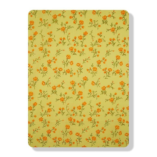 Women's Dyed Pure Cotton Printed Fabric Material Length 2.5 Meters Width ~42 Inches (P.Yellow)