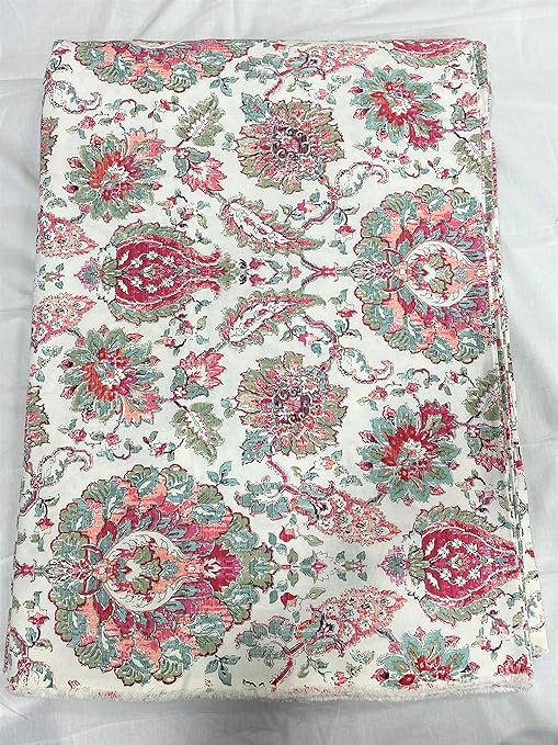 Jaipuri Handmade Floral Printed Fabric